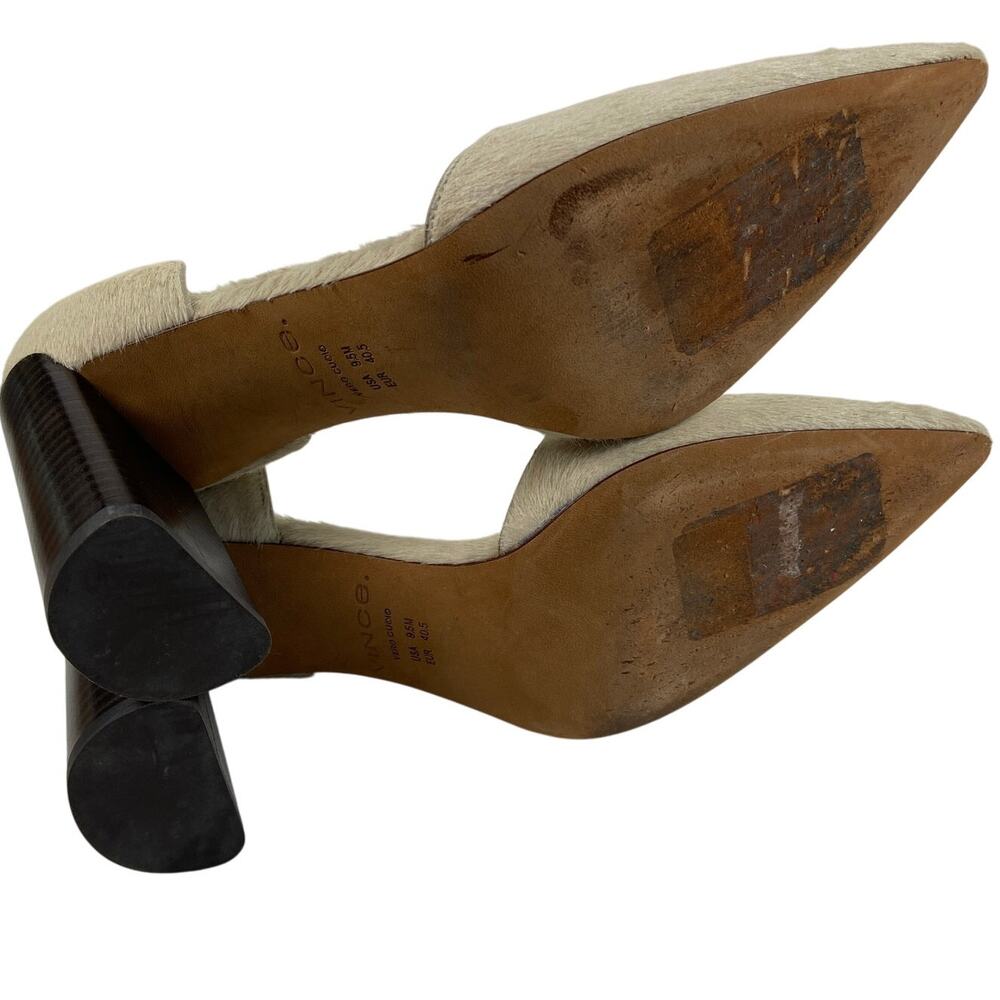 Vince Genuine Calf Hair Pointed Toe Block Heels Prin D 'orsay Women's Size 9.5 - Picture 5 of 9